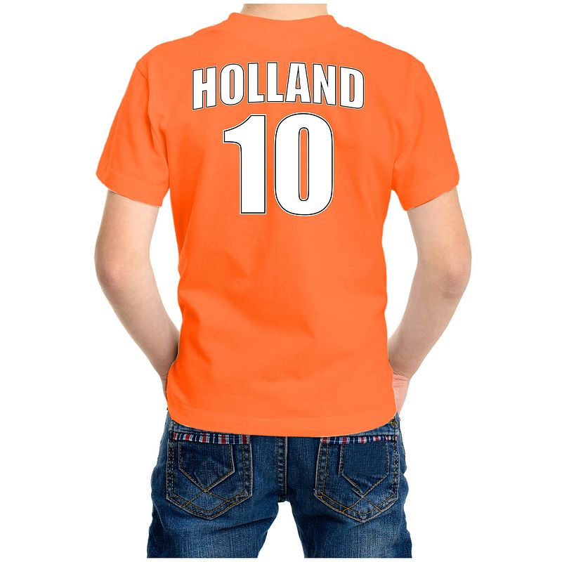 Foto van Holland shirt met rugnummer 10 - nederland fan t-shirt / outfit voor kinderen xs (110-116) - feestshirts