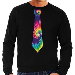 Foto van Hippie thema verkleed sweater / trui tie dye stropdas zwart voor heren 2xl - feesttruien