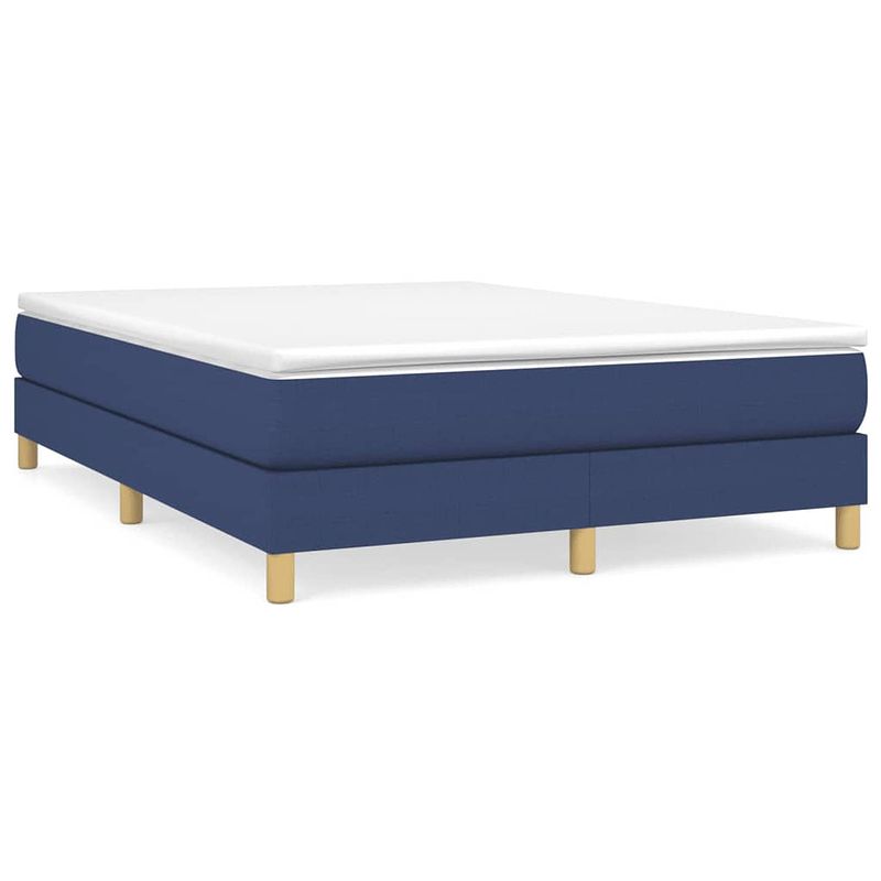 Foto van The living store boxspringbed - blauw - 203x140x25 cm - pocketvering matras - middelharde ondersteuning -