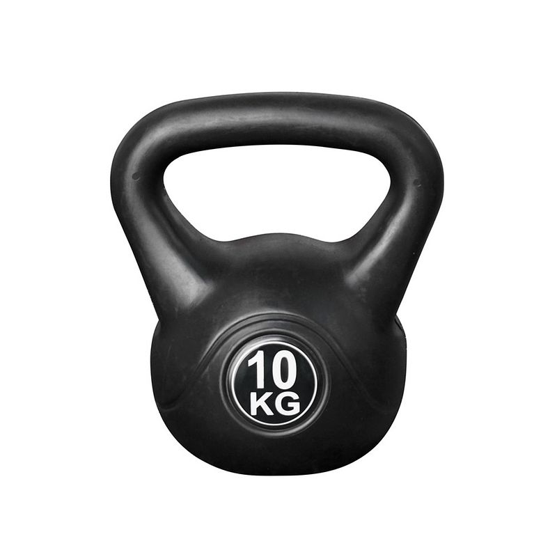 Foto van Kettlebell voor binnen en buiten - kunststof - zwart - 10 kg