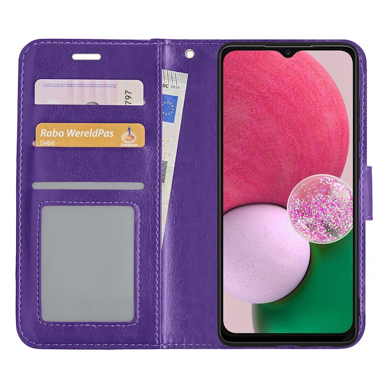 Foto van Basey samsung galaxy a13 4g hoesje book case kunstleer cover hoes - paars