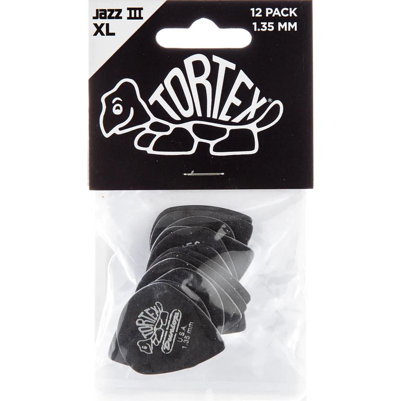 Foto van Dunlop tortex jazz iii xl 1.35mm 12 stuks, zwart