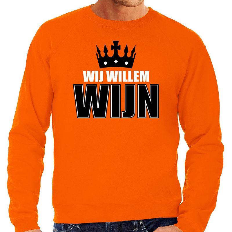 Foto van Wij willem wijn sweater oranje voor heren - koningsdag truien s - feesttruien