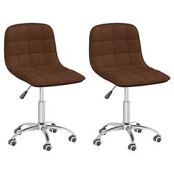 Foto van The living store draaibare eetkamerstoelen - set van 2 - verchroomd staal/stof - bruin - afm - 42.5 x 45 x (69-80.5)cm