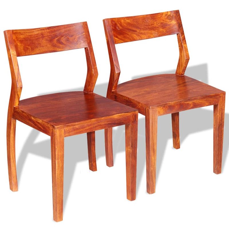 Foto van The living store retrostijl houten eetkamerstoelen - set van 2 - bruin - 45x45x80 cm - massief acaciahout