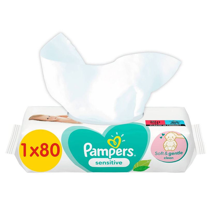 Foto van Pampers - sensitive - billendoekjes - 80 doekjes - 1 x 80