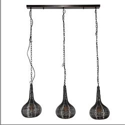 Foto van Anli-style hanglamp 3l wire kegel antiek nikkel