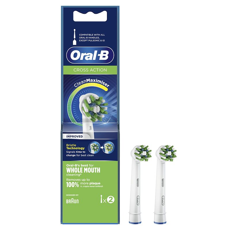 Foto van Oral b opzetborstel cross action 3d 2 stuks mondverzorging accessoire wit