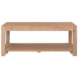 Foto van The living store salontafel teak 100x50x40 cm met schap - natuurlijke houtkleur