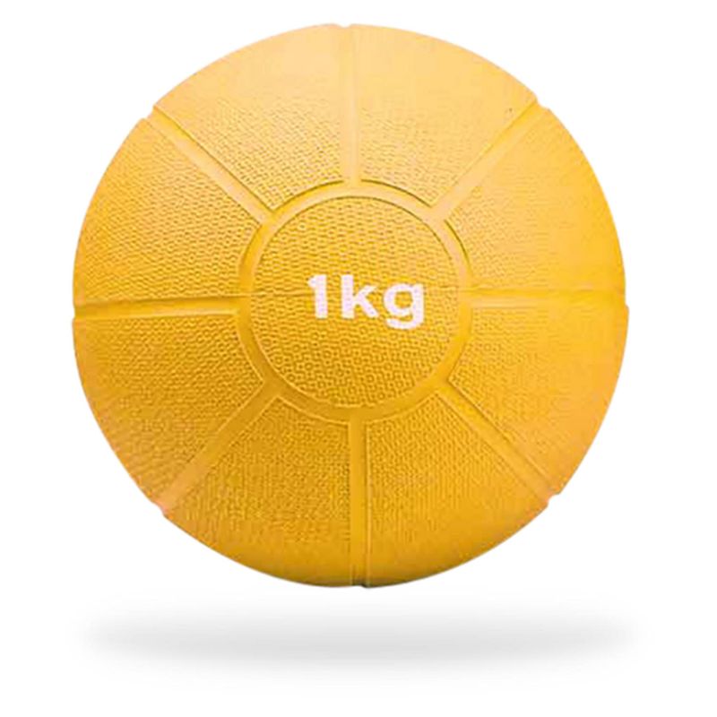 Foto van Matchu sports medicine ball 1kg - geel - ø 19cm - massief rubber