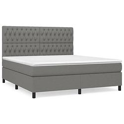 Foto van The living store boxspringbed - donkergrijs - stof - 203 x 180 x 118/128 cm - verstelbaar hoofdbord - pocketvering