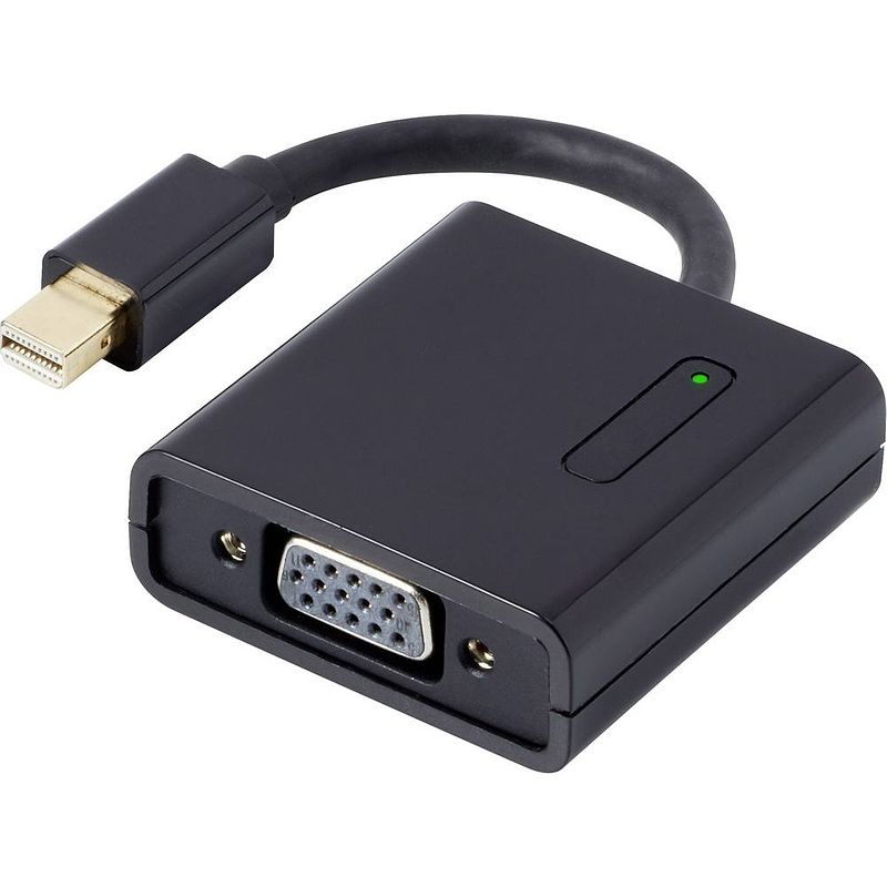 Foto van Renkforce rf-4455816 displayport / vga adapter [1x mini-displayport stekker - 1x vga-bus] zwart vergulde steekcontacten 7.00 cm