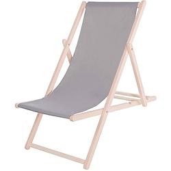 Foto van Ligbed strandstoel ligstoel verstelbaar beukenhout handgemaakt grijs