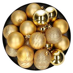 Foto van Kunststof kerstballen 20x stuks goud mix 6 cm - kerstbal