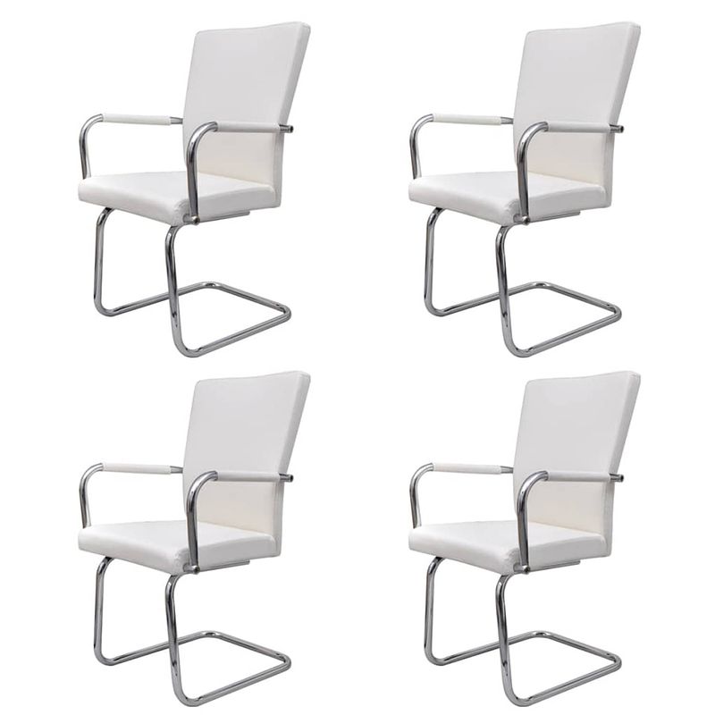 Foto van The living store kunstleren eetkamerstoelen set - wit - 52x54x92 cm - ergonomisch