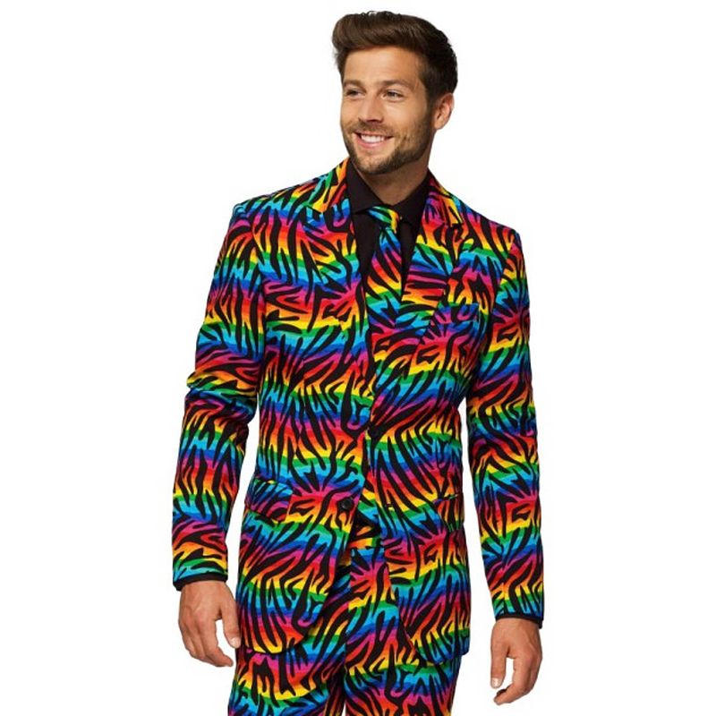 Foto van Opposuits verkleedpak wild rainbow heren polyester