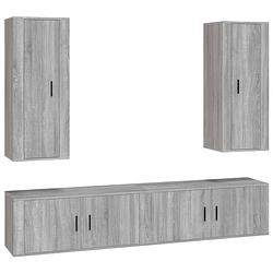 Foto van The living store televisiekastenset - grijs sonoma eiken - 2x 40x34.5x100cm - 2x 100x34.5x40cm