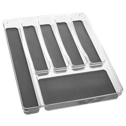 Foto van Bestekbak/keuken organizer tidy smart 6-vaks grijs transparant kunststof 40 x 32 cm - bestekbakken