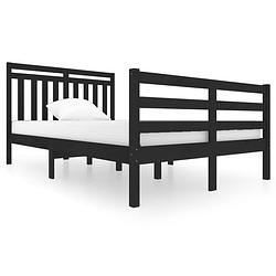 Foto van The living store bedframe grenenhout - 205.5 x 126 x 100 cm - zwart