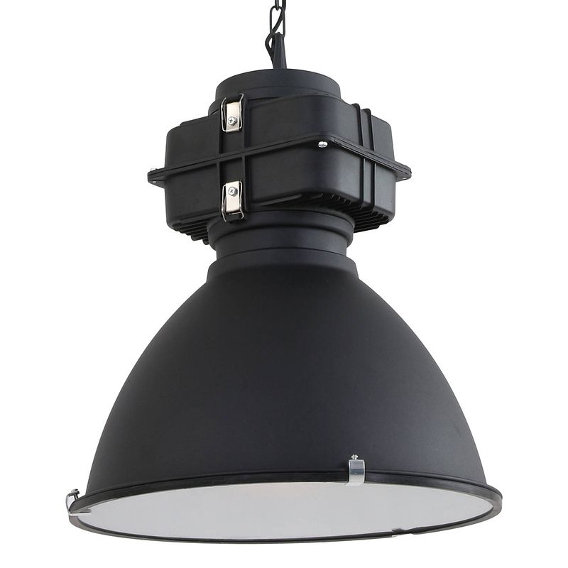 Foto van Industriële hanglamp - mexlite - glas - industrieel - e27 - l: 47cm - voor binnen - woonkamer - eetkamer - zwart