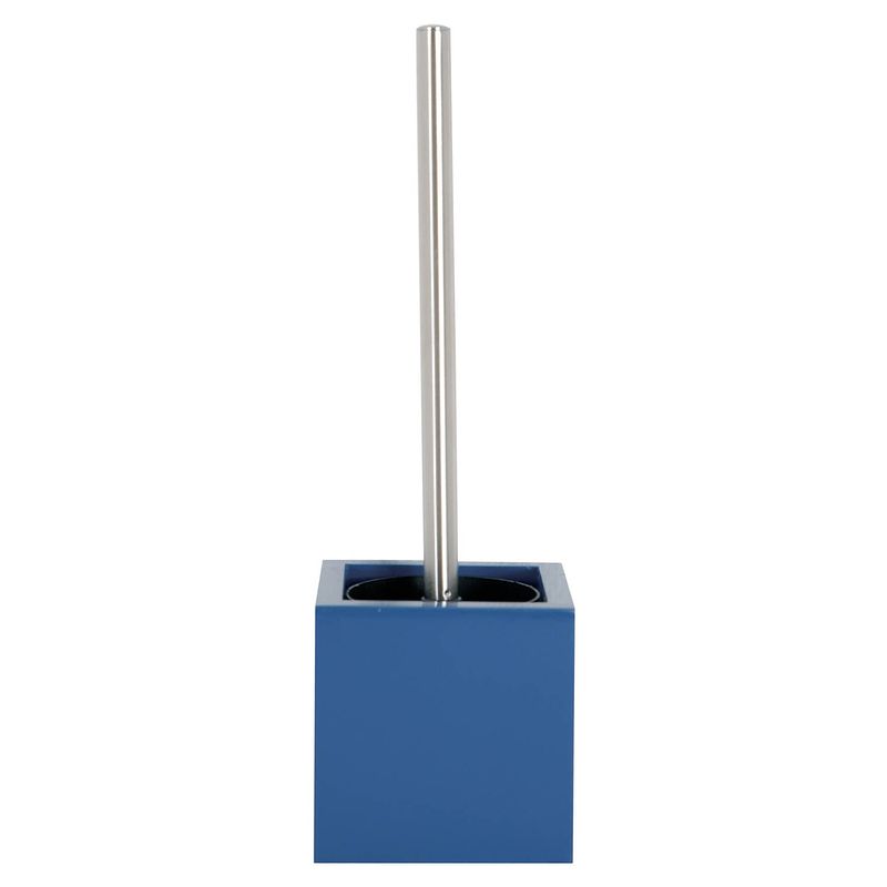 Foto van Msv toiletborstel in mdf houder/rvs wc-borstel - marine blauw - 37 cm - toiletborstels