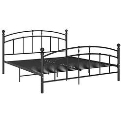 Foto van The living store metalen bedframe - 160x200 cm - zwart - lattenbodem - gepoedercoat metaal