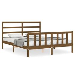 Foto van The living store bedframe - massief grenenhout - 205.5 x 155.5 x 100 cm - honingbruin - 150 x 200 cm