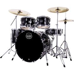 Foto van Mapex comet stage dark black 5d. drumstel met hardware en zildjian planet z bekkenset