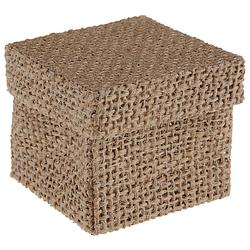 Foto van Santex cadeaudoosje natural - bruiloft bedankje - 4x stuks - jute - 5 x 5 cm - cadeaudoosjes