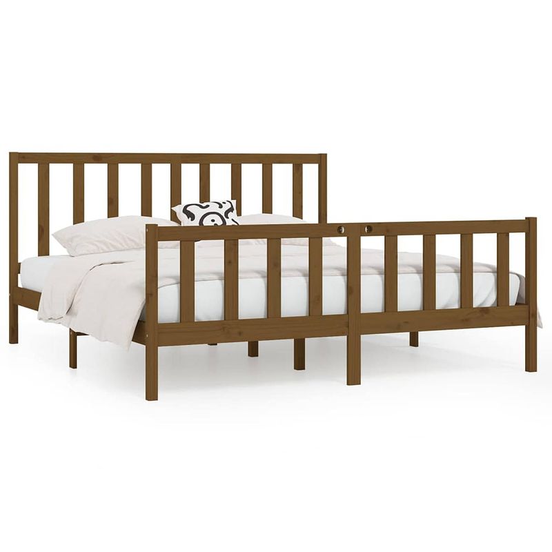 Foto van Vidaxl bedframe massief hout honingbruin 200x200 cm