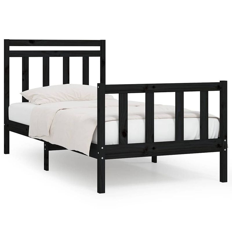 Foto van The living store klassiek houten bedframe - 205.5 x 96 x 100 cm - zwart