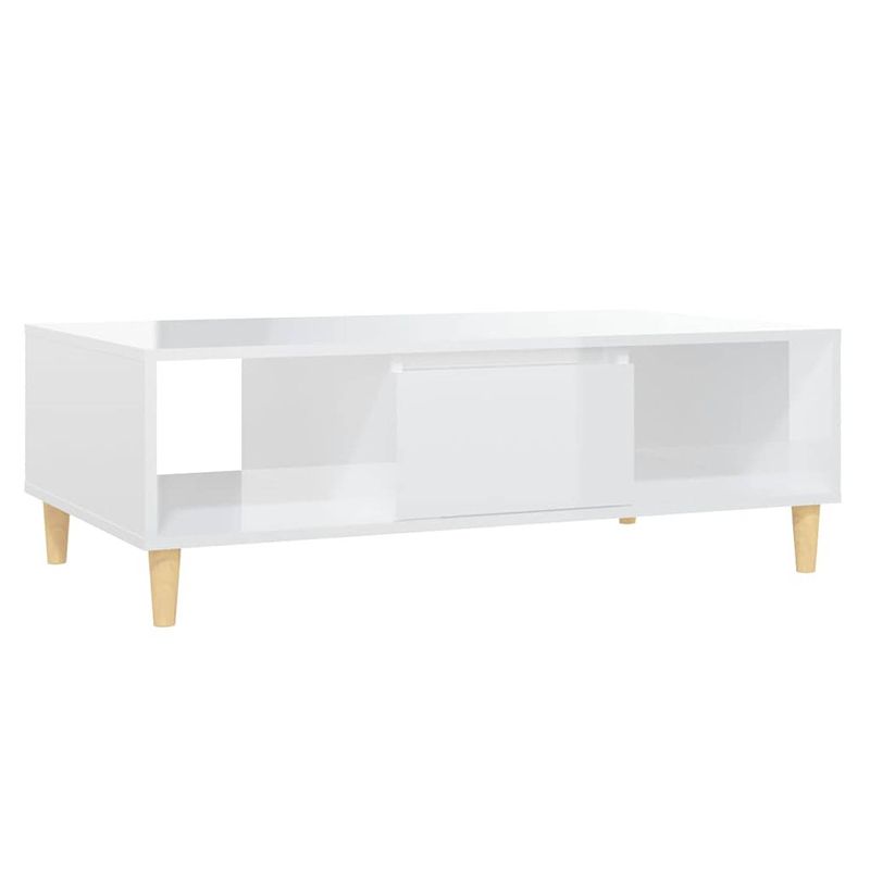 Foto van The living store salontafel scandinavisch - opbergschappen - hoogglans wit - 103.5 x 60 x 35 cm - the living store