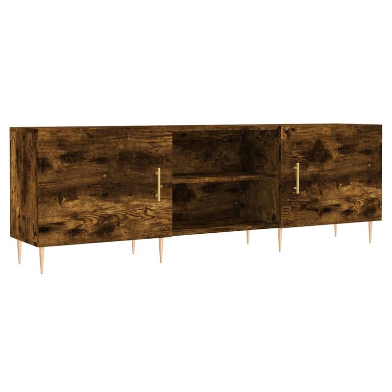 Foto van The living store tv-meubel - gerookt eiken - 150 x 30 x 50 cm - bewerkt hout en ijzer