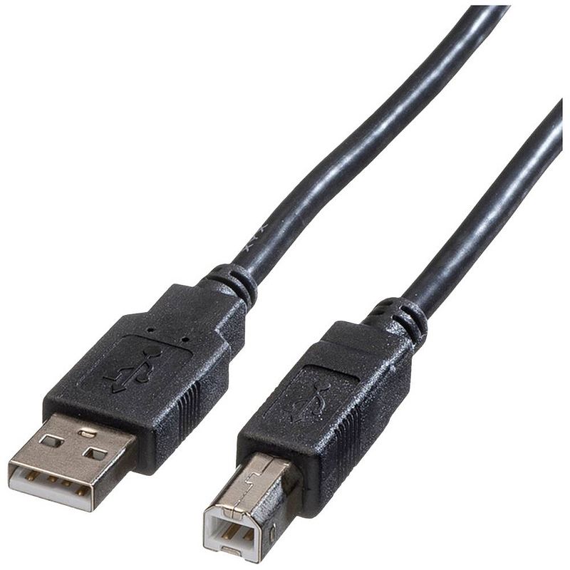 Foto van Roline usb-kabel usb 2.0 usb-a stekker, usb-b stekker 0.80 m zwart afgeschermd 11.02.8808