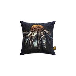 Foto van Ptmd hava black cotton velvet cushion daisy flower s