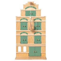 Foto van Van dijk toys houten speel pakhuis groen inclusief erwtenzakje - vintage groen( geschikt voor kinderopvang)