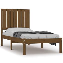 Foto van The living store - houten bedframe - 195.5 x 80.5 x 31 cm - honingbruin - massief grenenhout