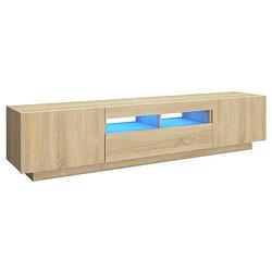 Foto van The living store tv-meubel sonoma eiken - 180 x 35 x 40 cm - rgb led-verlichting