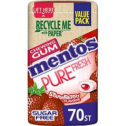 Foto van Mentos gum pure fresh strawberry value pack 70 stuks 140g bij jumbo