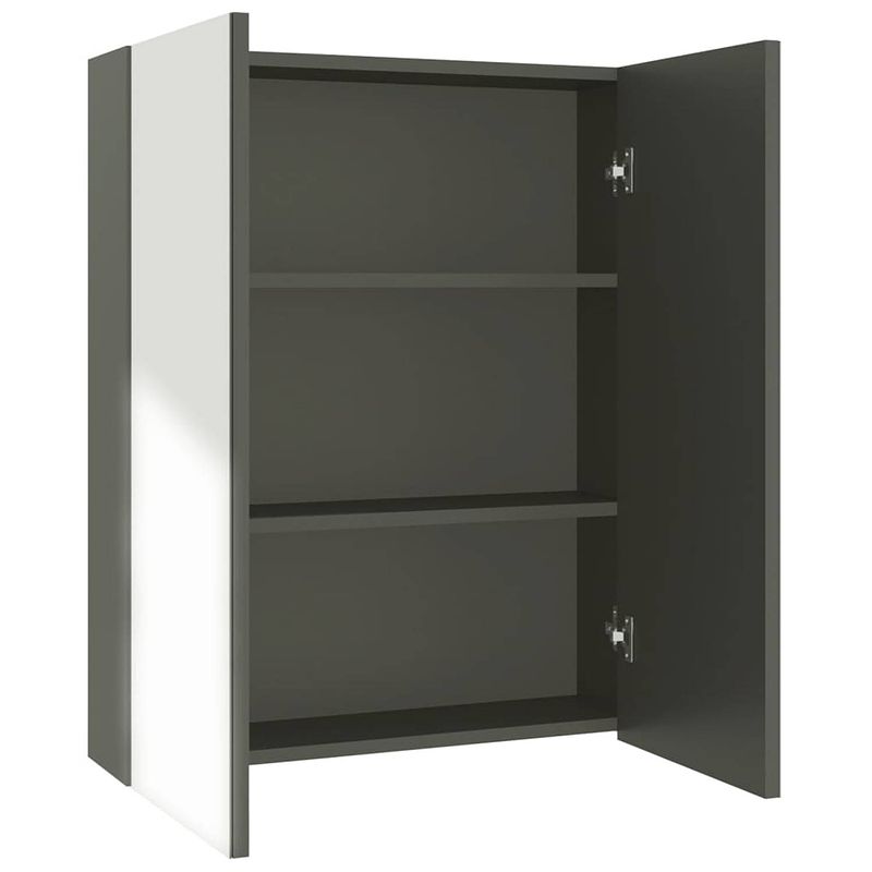 Foto van The living store wandspiegelkast - grijs - 60 x 15 x 75 cm - mdf met melamine-oppervlak en glas