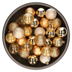 Foto van Kunststof kerstballen 48x stuks goud 6 cm - kerstbal