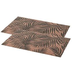 Foto van Set van 4x stuks rechthoekige placemats palm grijs linnen mix 45 x 30 cm - placemats