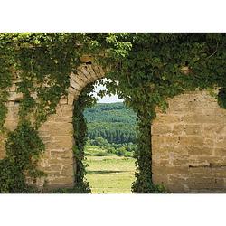 Foto van 2 stuks tuinschilderij brick wall / meadow 50x70cm