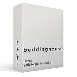 Foto van Beddinghouse jersey split-topper hoeslaken - 100% gebreide jersey katoen - lits-jumeaux (160x200/220 cm) - off white