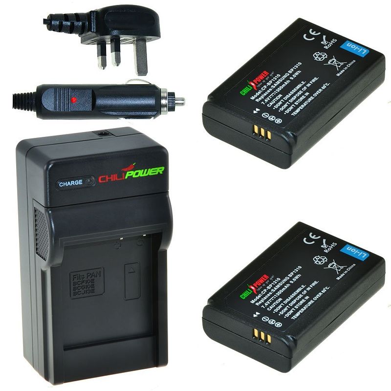 Foto van 2 x bp1310 accu's voor samsung - charger kit + car-charger - uk version