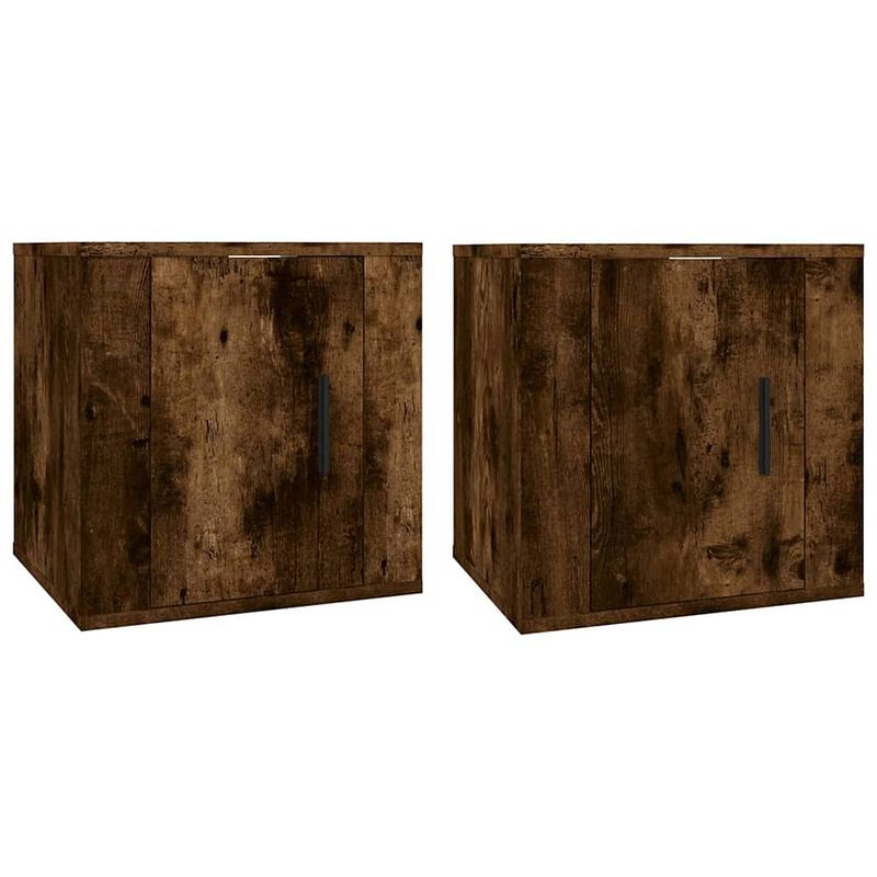 Foto van The living store tv wandmeubel - gerookt eiken - set van 2 - 40 x 34.5 x 40 cm