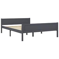 Foto van The living store houten bedframe - grijs - 206 x 146 x 63 cm - massief grenenhout en multiplex - montage vereist