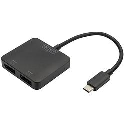 Foto van Digitus ds-45339 displayport / usb-c adapter [1x usb-c - 2x displayport bus] zwart geschikt voor hdmi, high speed hdmi, ultra hd-hdmi, displayport 1.2