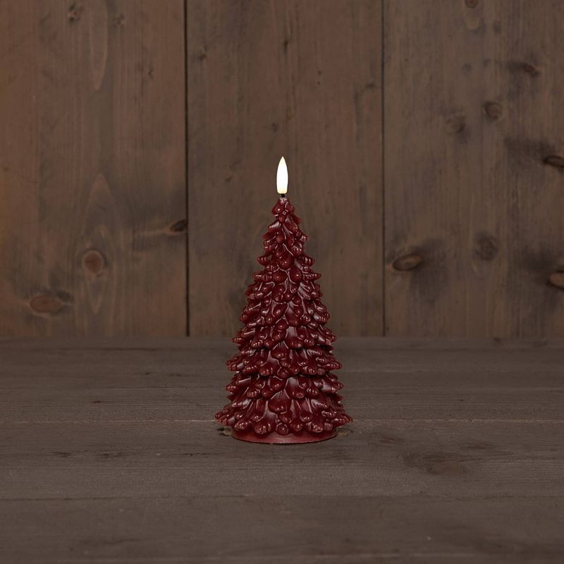 Foto van Anna'ss collection - b.o.t. 3d wick burgundy christmas tree wax 9,5x20 cm