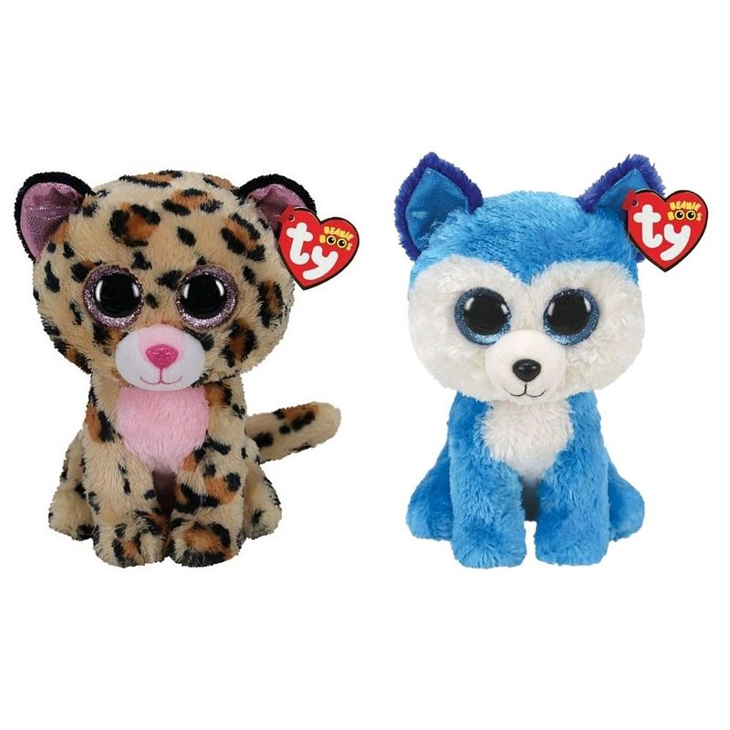 Foto van Ty - knuffel - beanie buddy - livvie leopard & prince husky